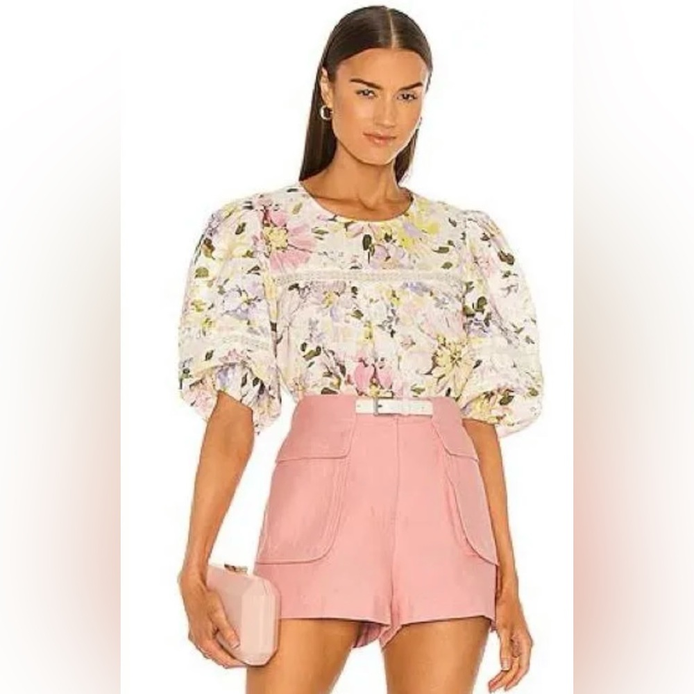 Sanctuary Women's Linen Corton Blend Legacy Heirloom Floral Blouse Small